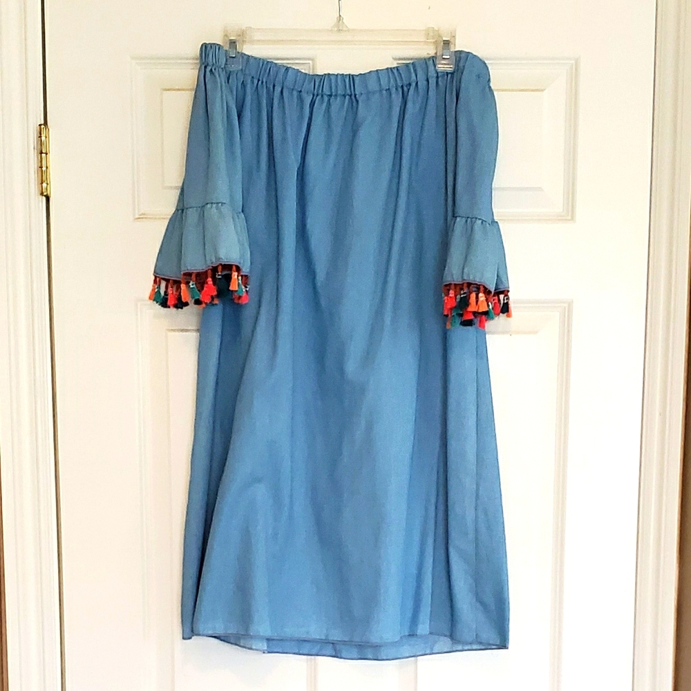 NWT off the shoulder dress tassels